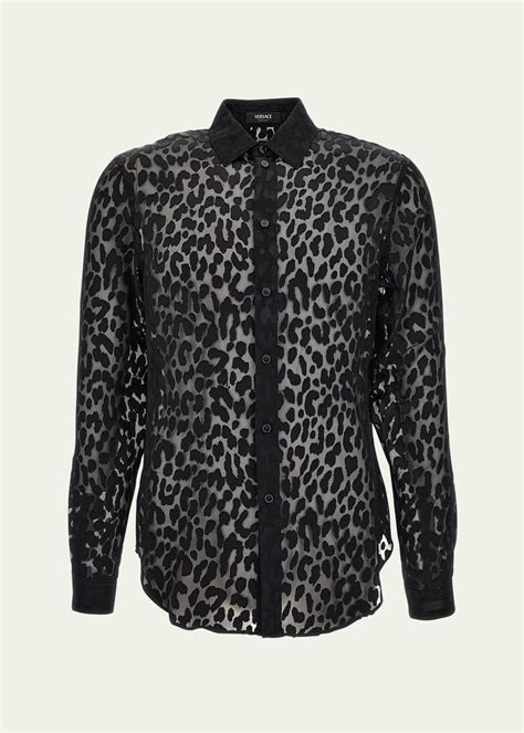 leopard t shirt versace|Versace Leopard Devoré Button.